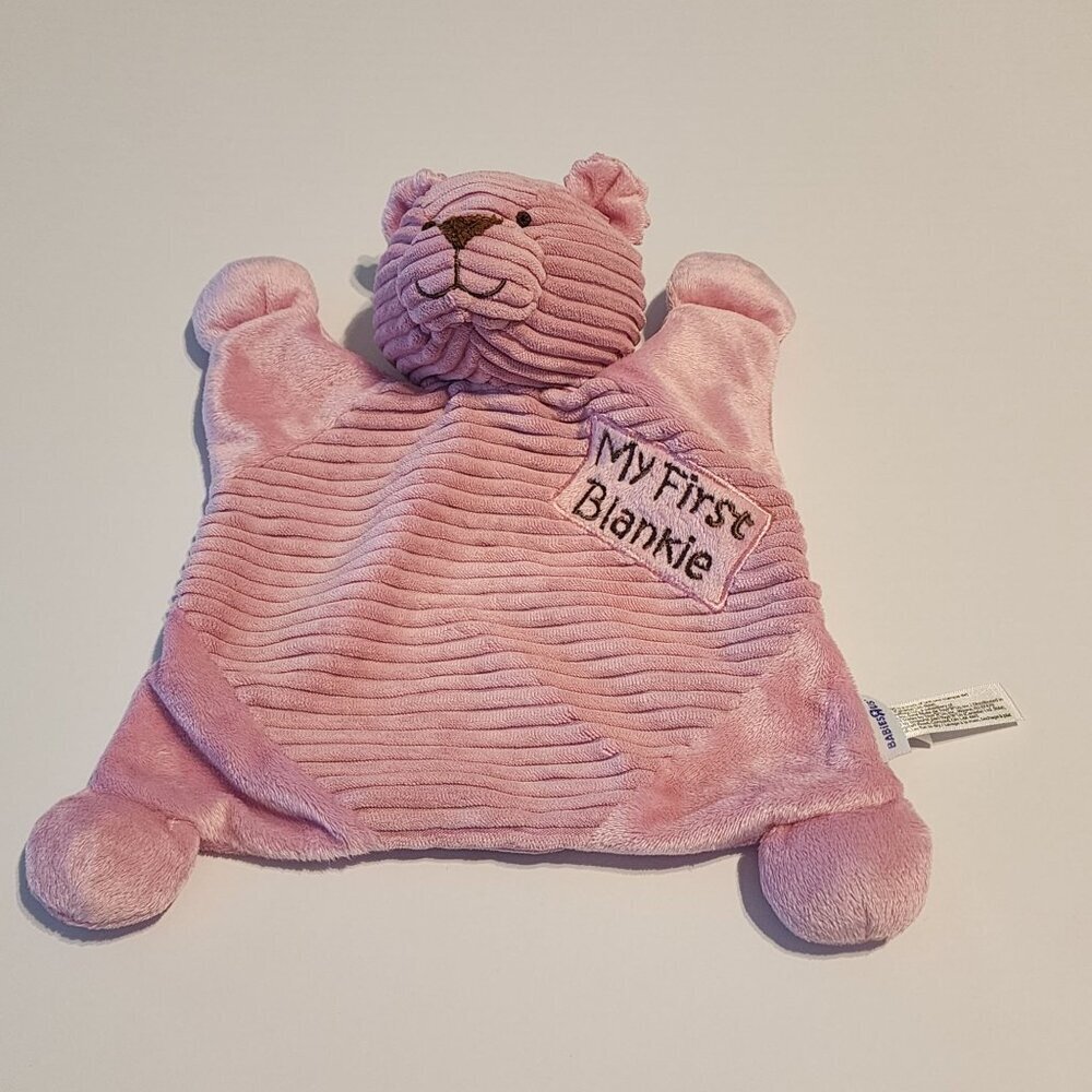 Babies R Us My First Blankie Pink Bear Lovey Security Blanket Ribbed